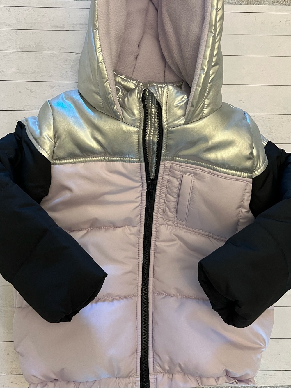 4T Silver & Black Puffer Jacket
